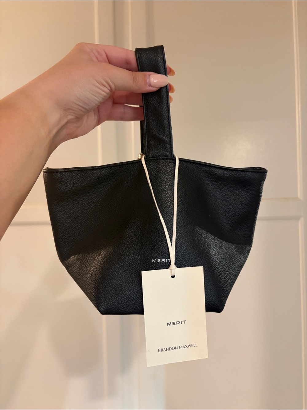 Merit x Brandon Maxwell Pebble Leather Mini Tote with Sculptural Silver Detail - Picture 2 of 4